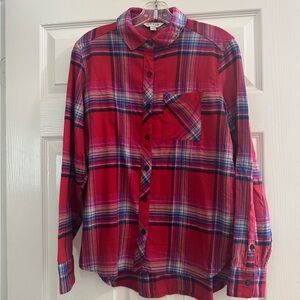 Orvis Women’s Flannel Red Blue Plaid L/S Button Front Shirt Size Small